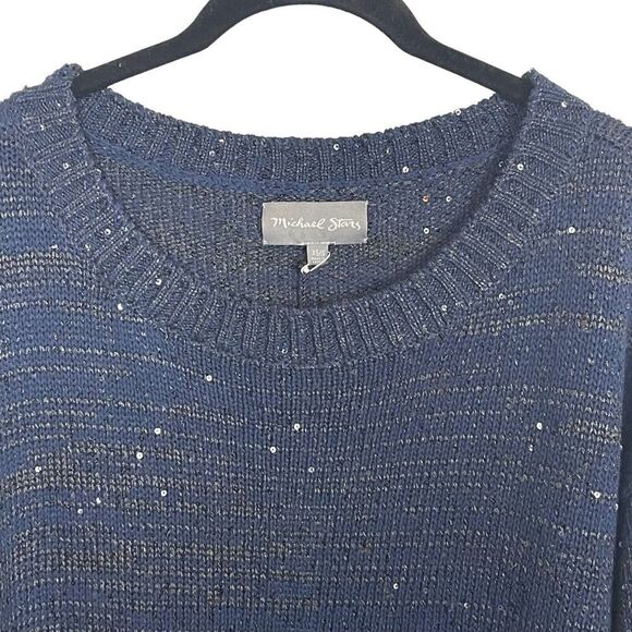 NWT Michael Stars Navy Boat Hi Low Women's Size XS Long‎ Sleeve Sequin Sweater - Picture 2 of 9